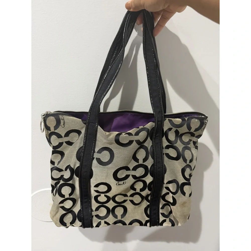 Coach Poppy Signature Black Canvas Double Handle Tote Bag, No. C1020-14530 T